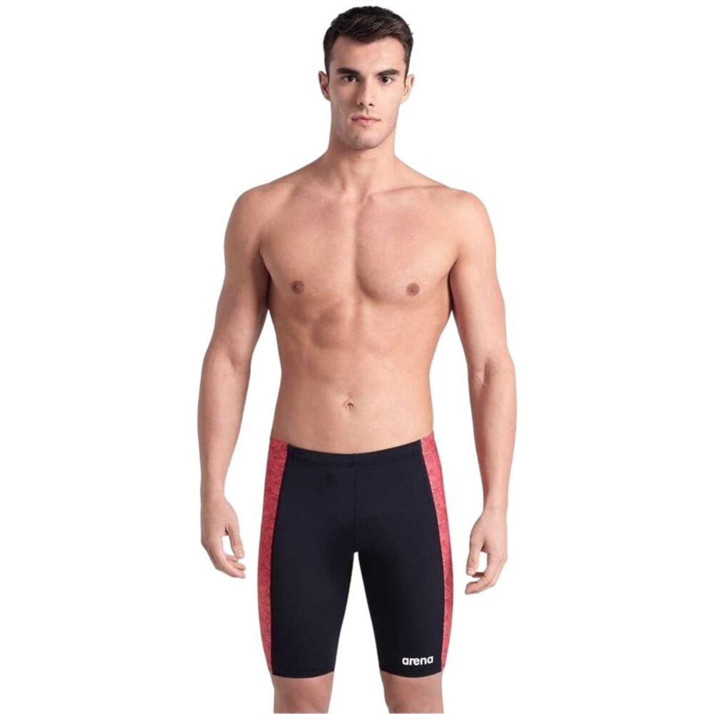 Arena Mens Abstract Tiles Jammer Shorts / Black/Red Print